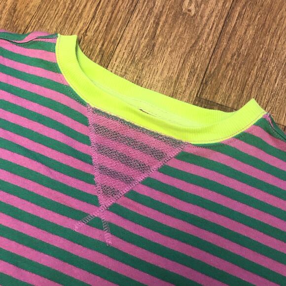 NWOT We the Free Free People Classic Striped Oversized Crewneck Pink Combo Small - Picture 7 of 13